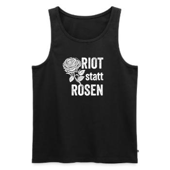 Riot statt Rosen - Männer Premium Bio Tank Top - Schwarz - Vorne - AI Model Male 178 light (178cm)