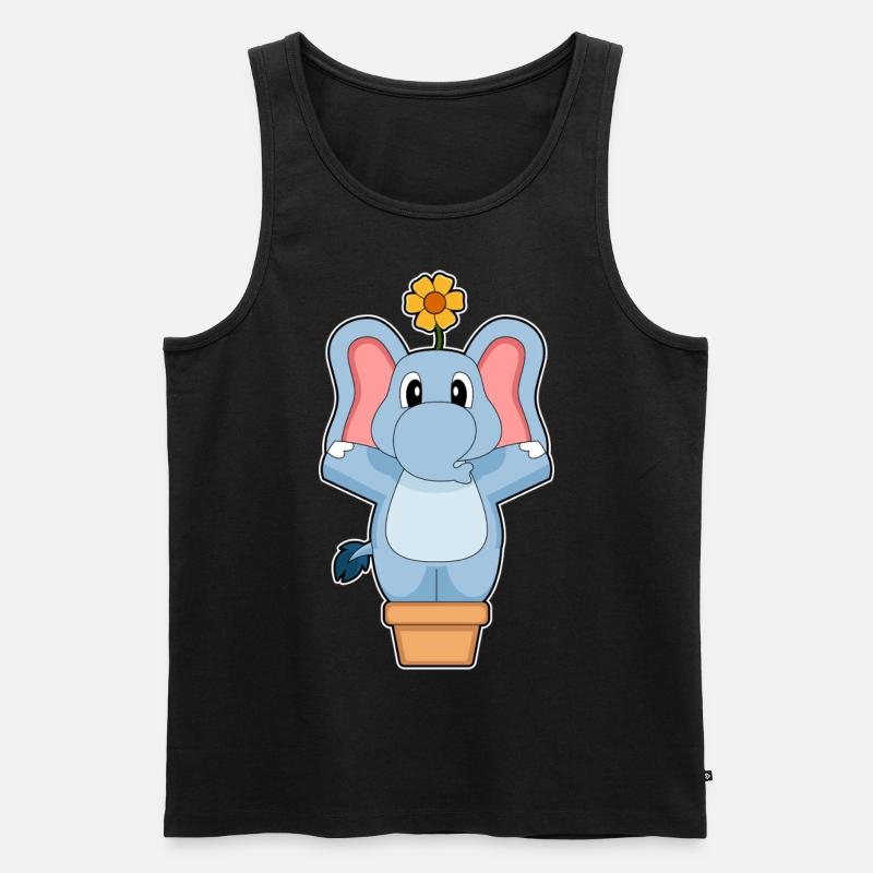 Elefant Blume - Männer Premium Bio Tank Top - Schwarz