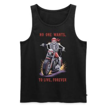 Skelett Biker – No One Wants to Live Forever - Männer Premium Bio Tank Top - Schwarz - Vorne - Michal (187cm)