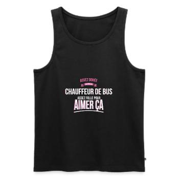 Chauffeur de bus douée folle cadeau femme - Débardeur bio Premium Homme - noir - Devant - Michal (187cm)