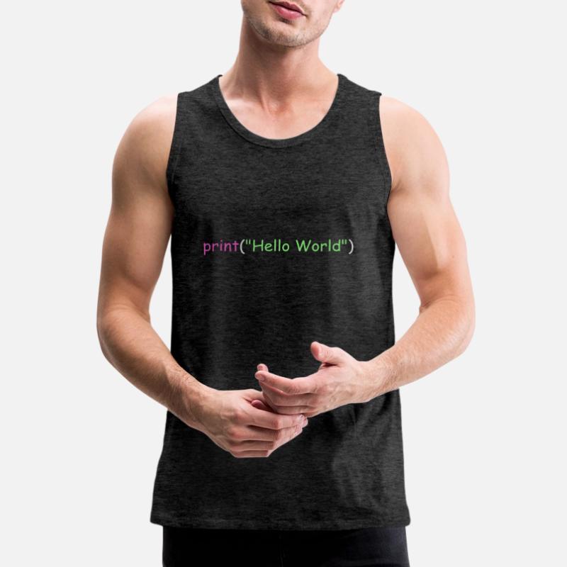 Hello World programming Python C++ C # Men's Premium Organic Tank Top