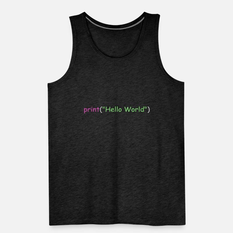 Hello World Programmierung Python C ++ C # Männer Premium Bio Tank Top