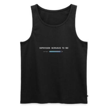 Depression auf 100 erhöht - Männer Premium Bio Tank Top - Schwarz - Vorne - AI Model Male 178 light (178cm)