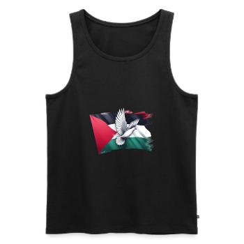 DRAPEAU PALESTINE Drapeau Liberté Paix - Débardeur bio Premium Homme - noir - Devant - AI Model Male 178 light (178cm)