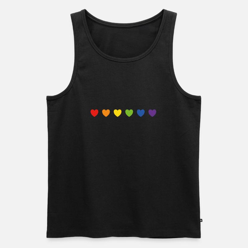 Regenbogen-Pride-Herzen - Männer Premium Bio Tank Top - Schwarz
