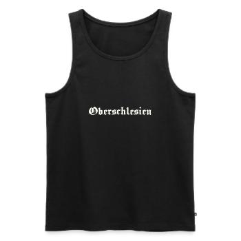 Oberschlesien Schriftzug in weiss - Männer Premium Bio Tank Top - Schwarz - Vorne - Michal (187cm)