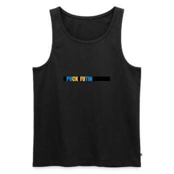 Conception du logo Puck Futin - Débardeur bio Premium Homme - noir - Devant - AI Model Male 178 light (178cm)
