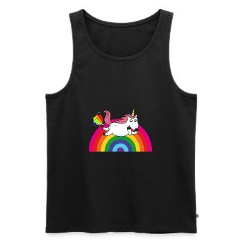 Farting licorne arc-en-ciel - Débardeur bio Premium Homme - noir - Devant - AI Model Male 178 light (178cm)