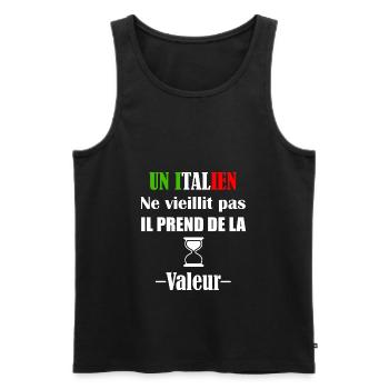 Un italien ne vieillit pas il prend de la valeur - Débardeur bio Premium Homme - noir - Devant - Michal (187cm)