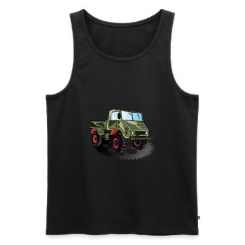 Unimog - Oldtimer - Offroad - Universal Motorgerät - Männer Premium Bio Tank Top - Schwarz - Vorne - AI Model Male 178 light (178cm)