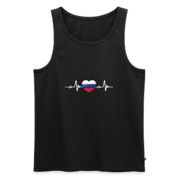 Russie Cœur Drapeau russe - Débardeur bio Premium Homme - noir - Devant - AI Model Male 178 light (178cm)