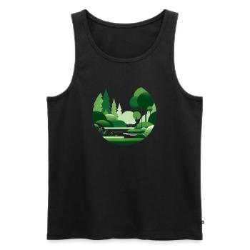 Nature minimaliste vert - Débardeur bio Premium Homme - noir - Devant - Michal (187cm)