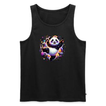 Panda fun coloré - Débardeur bio Premium Homme - noir - Devant - Michal (187cm)