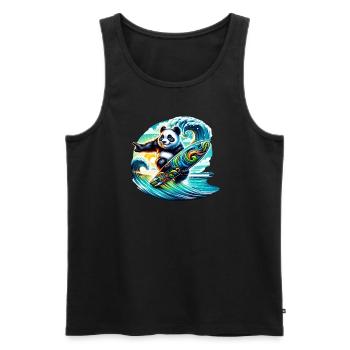 Panda surf coloré - Débardeur bio Premium Homme - noir - Devant - Michal (187cm)