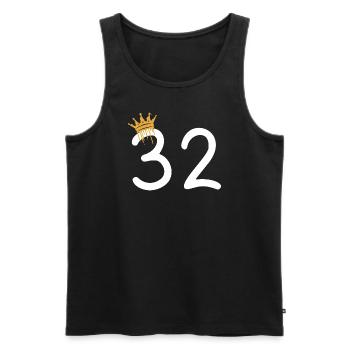 32 - Men's Premium Organic Tank Top - black - Front - AI Model Male 178 light (178cm)