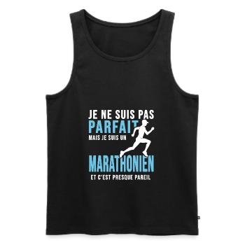 marathon pas parfait marathonien humour running - Débardeur bio Premium Homme - noir - Devant - Michal (187cm)