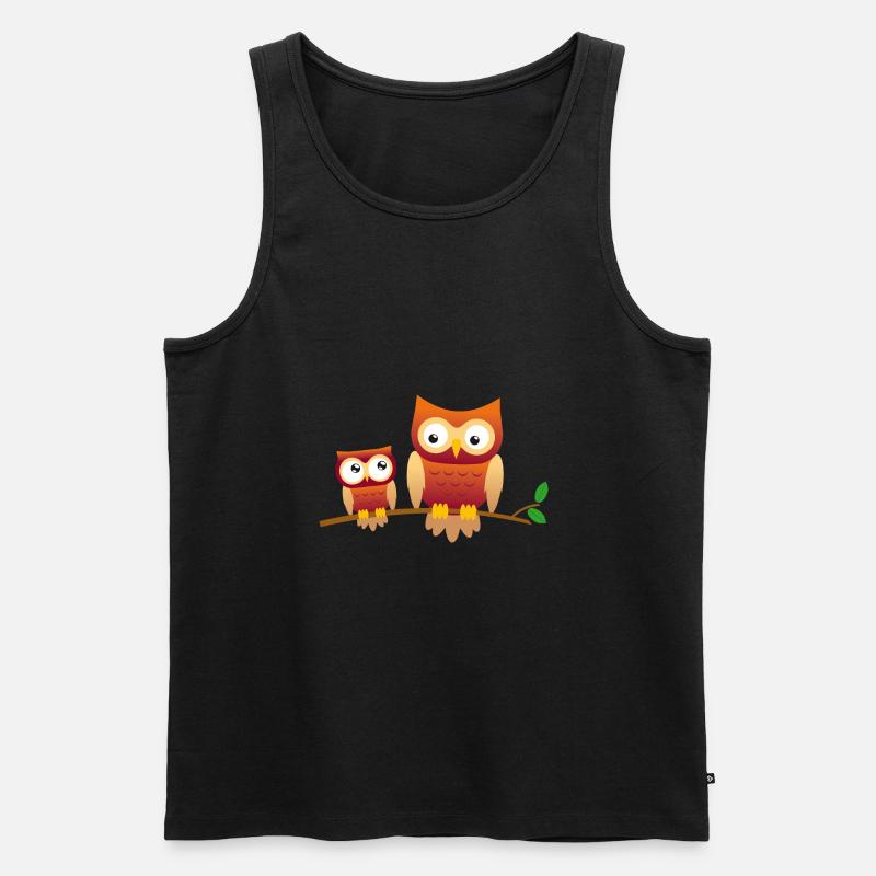 Eule mit kleiner Eule - Männer Premium Bio Tank Top - Schwarz