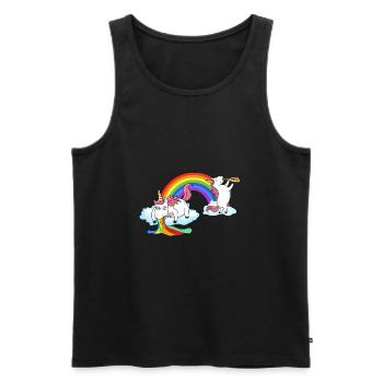 Einhorn beim Kotzen Saufen - Männer Premium Bio Tank Top - Schwarz - Vorne - AI Model Male 178 light (178cm)