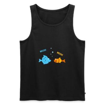 Lustige Fische machen Urlaub am Meer u. sagen Moin - Männer Premium Bio Tank Top - Schwarz - Vorne - Michal (187cm)
