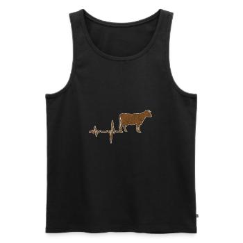 Cadeau boeuf vache Heartbeat - Débardeur bio Premium Homme - noir - Devant - Michal (187cm)