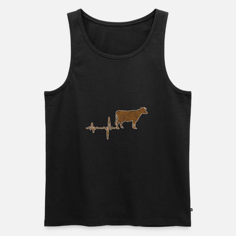 Geschenk Heartbeat Kuh Rind - Männer Premium Bio Tank Top - Schwarz