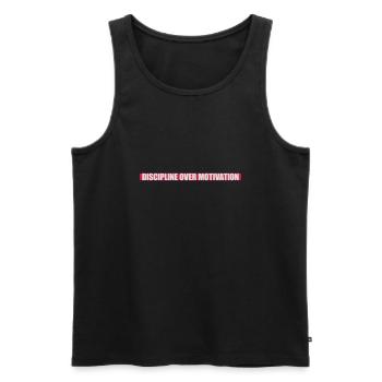 discipline over motivation Zitat - Männer Premium Bio Tank Top - Schwarz - Vorne - Michal (187cm)