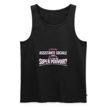 Assistante sociale super pouvoir cadeau - Débardeur bio Premium Homme - noir - Devant - Michal (187cm)