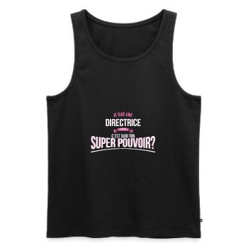 Directrice super pouvoir cadeau - Débardeur bio Premium Homme - noir - Devant - Michal (187cm)