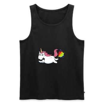 Farting licorne arc-en-ciel - Débardeur bio Premium Homme - noir - Devant - AI Model Male 178 light (178cm)