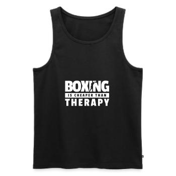 Boxing is cheaper than Therapy Geschenk Boxer - Männer Premium Bio Tank Top - Schwarz - Vorne - Michal (187cm)