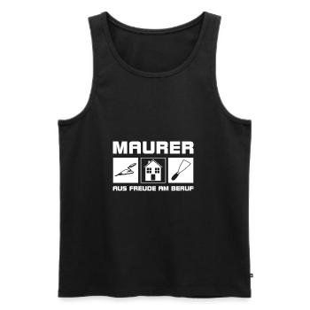 Maurer - Aus Freude am Beruf - Männer Premium Bio Tank Top - Schwarz - Vorne - Michal (187cm)
