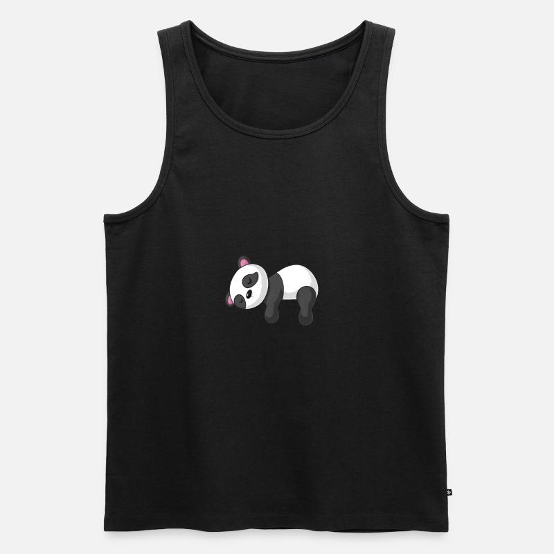 Schläfriger Comic Panda - Männer Premium Bio Tank Top - Schwarz