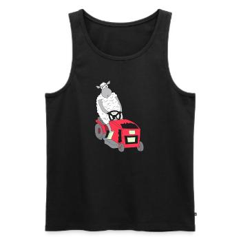 Funny Sheep T-Shirt Sheep Lawn Mower MOWER - Men's Premium Organic Tank Top - black - Front - Michal (187cm)