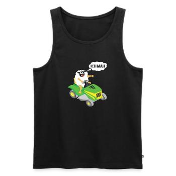 Funny Sheep T-Shirt Sheep Lawn Mower MOWER - Men's Premium Organic Tank Top - black - Front - Michal (187cm)