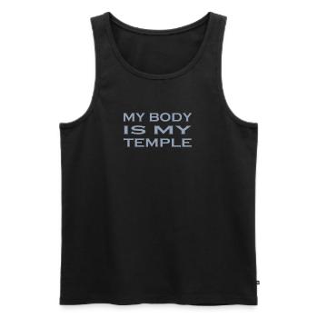 Mon corps est mon temple - Débardeur bio Premium Homme - noir - Devant - Michal (187cm)