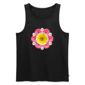 Gerbera Margeriten Blume Blumenranke floral blumig - Männer Premium Bio Tank Top - Schwarz - Vorne - AI Model Male 178 light (178cm)