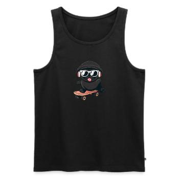 Hund Mops auf Skateboard - Männer Premium Bio Tank Top - Schwarz - Vorne - Michal (187cm)