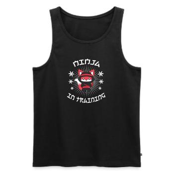Ninja katze Ninja in Training - Männer Premium Bio Tank Top - Schwarz - Vorne - AI Model Male 178 light (178cm)