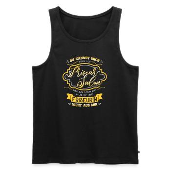 Du kannst die Friseurin nicht aus mir holen - Männer Premium Bio Tank Top - Schwarz - Vorne - AI Model Male 178 light (178cm)
