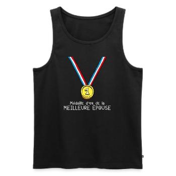 T-shirt Médaille d'or de la meilleure épouse - Débardeur bio Premium Homme - noir - Devant - Michal (187cm)