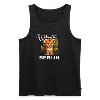 "Welcome to Berlin" Löwe - Stadtleben mit einem - Männer Premium Bio Tank Top - Schwarz - Vorne - AI Model Male 178 light (178cm)