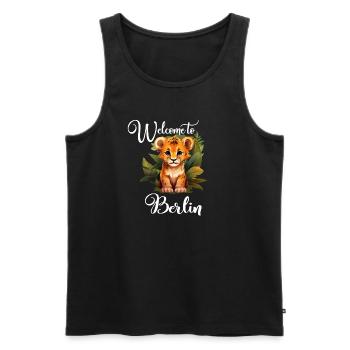 "Welcome to Berlin" Löwe - Stadtleben mit einem - Männer Premium Bio Tank Top - Schwarz - Vorne - AI Model Male 178 light (178cm)