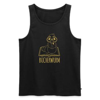 Leseratte Silhouette - Für Bücherwürmer und - Männer Premium Bio Tank Top - Schwarz - Vorne - Michal (187cm)