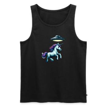 UFO kidnaps unicorn - Men's Premium Organic Tank Top - black - Front - Michal (187cm)