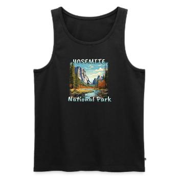 USA Yosemite National Park Sierra Nevada Bunt Cool - Männer Premium Bio Tank Top - Schwarz - Vorne - Michal (187cm)