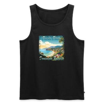 Sommerflair in Puerto Plata: Grunge-Charme der - Männer Premium Bio Tank Top - Schwarz - Vorne - Michal (187cm)