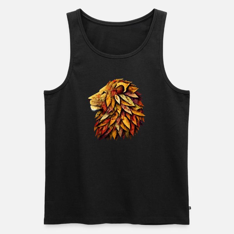 Herbstlöwe aus bunten Blättern - Männer Premium Bio Tank Top - Schwarz