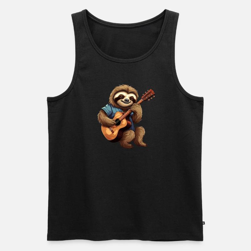 Faultier-Gitarrist - Männer Premium Bio Tank Top - Schwarz