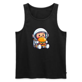 Un astronaute de Kawaii mange un hamburger - Débardeur bio Premium Homme - noir - Devant - Michal (187cm)