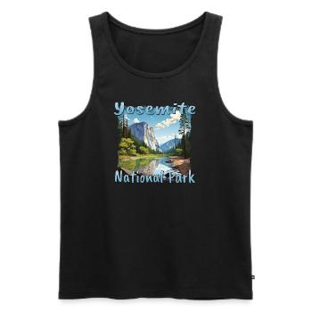 Yosemite National Park: Bunte Landschaft im - Männer Premium Bio Tank Top - Schwarz - Vorne - Michal (187cm)